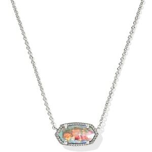 Kendra Scott Elisa Silver Pendant Necklace dichroic glass